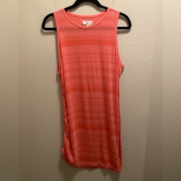 Lou & Grey Pink Striped Ruched Mini Dress - Picture 2 of 11
